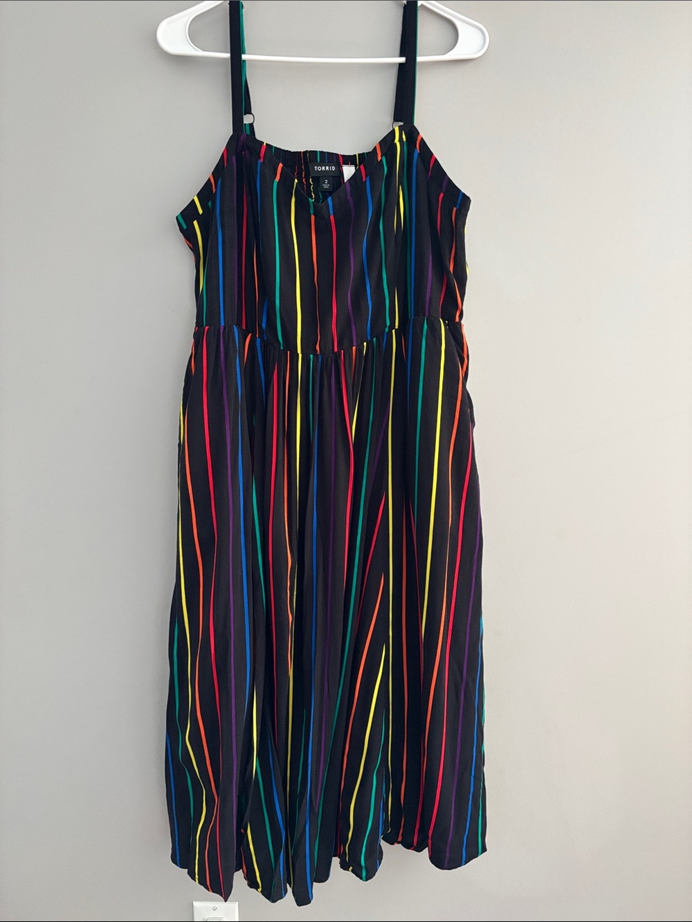 Rainbow Stripe Black Sundress - Unknown Brand